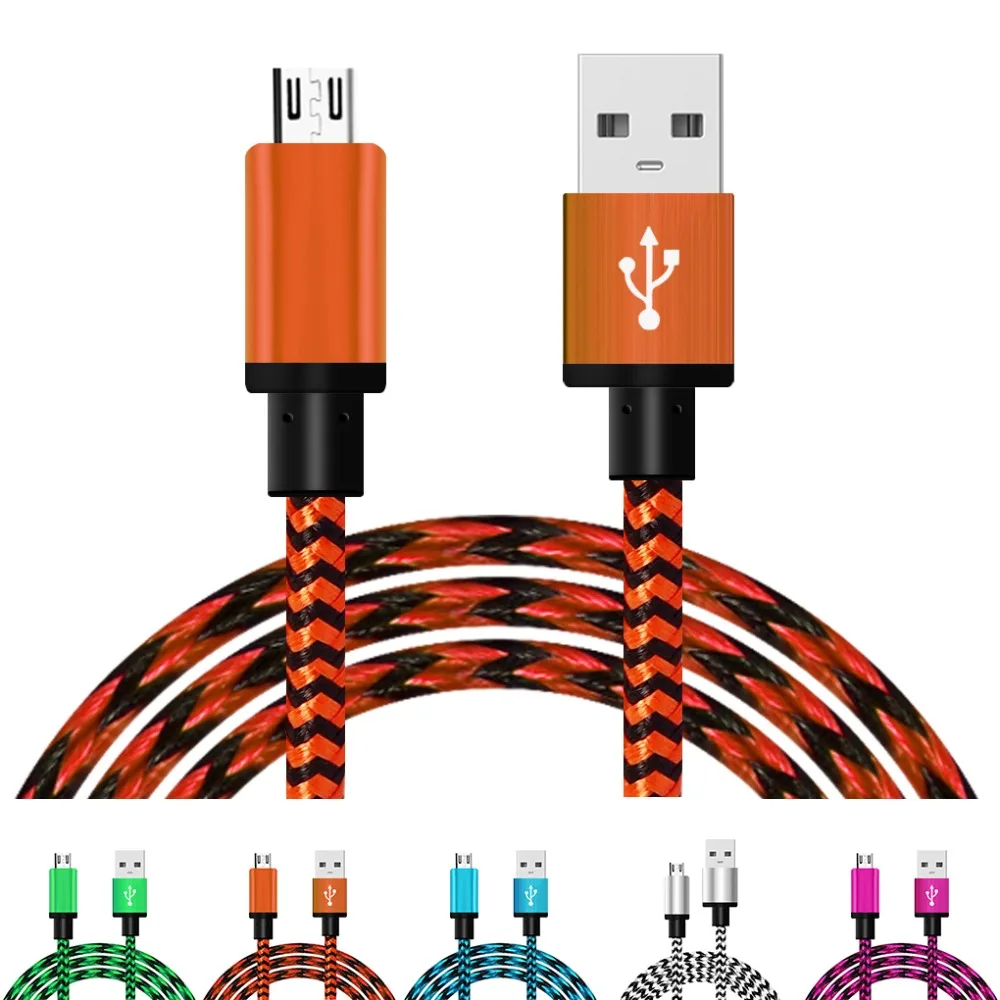 

1m Micro USB Cable Short Fast Charging Nylon USB Sync Data Cord Mobile Phone Android Adapter Charger Cable for Samsung huawei