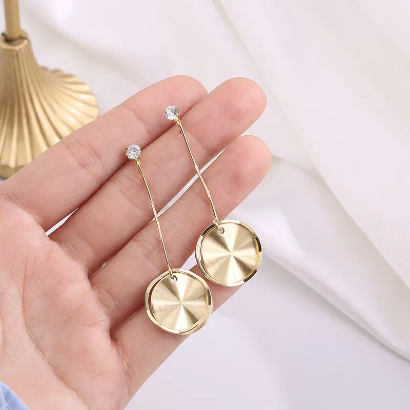 

2020 New Simple Geometric Smooth Round Drop Earrings for Women Statement Rhinestone Dangle Earing Fashion Jewelry Oorbellen