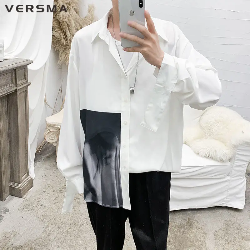 VERSMA в Корейском стиле Ulzzang Harajuku Длинные вечерние белая рубашка Для мужчин женщин