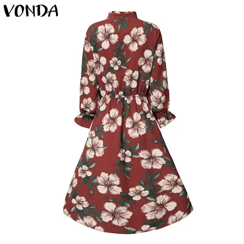 VONDA, винтажное платье для беременных, с цветочным принтом, богемная туника, для девушек, с длинным рукавом, Осенние, макси платья, вечерние, Vestidos 5XL Robe