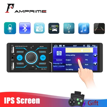 

AMPrime 4.1'' 1 Din IPS Car Radio Bluetooth 12V In-dash Stereo Autoradio Player FM AUX USB SD DVR AI Car audio Multimedia Player