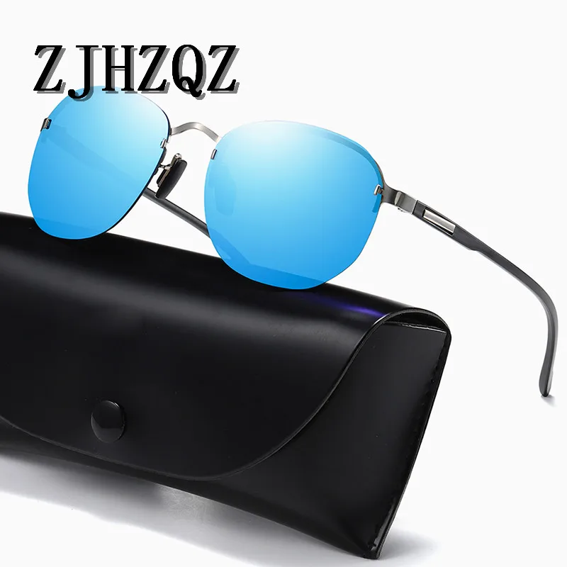ZJHZQZ мужские круглые овальные поляризованные солнцезащитные очки без оправы, женские легкие очки для вождения автомобиля в стиле стимпанк, ретро, Винтажные Солнцезащитные Очки
