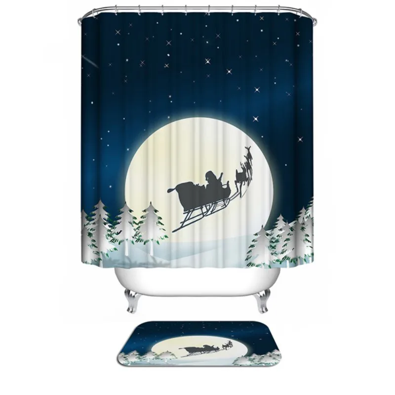 Милая Рождественская тема занавески для душа против плесени Водонепроницаемый полиэстер ткань занавеска для душа Ванная комната Рождественский Декор PGM
