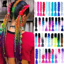 LUPU Джамбо косичка волос Омбре косичка волос крючком коробка косички 100 г 24 дюйма синтетические волосы для наращивания розовый красный черный синий для женщин