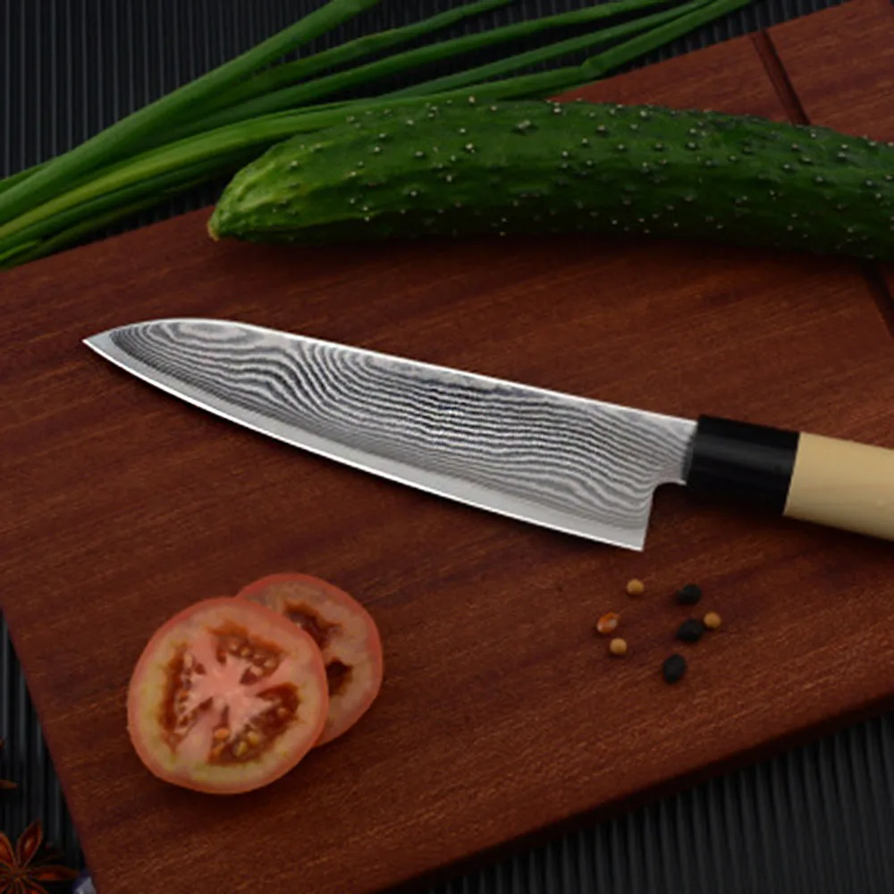 Кухонные ножи шеф-повара 9CR18MOV из дамасской стали, нож для резки рыбы и мяса, нож для нарезки овощей Nakiri по низкой цене