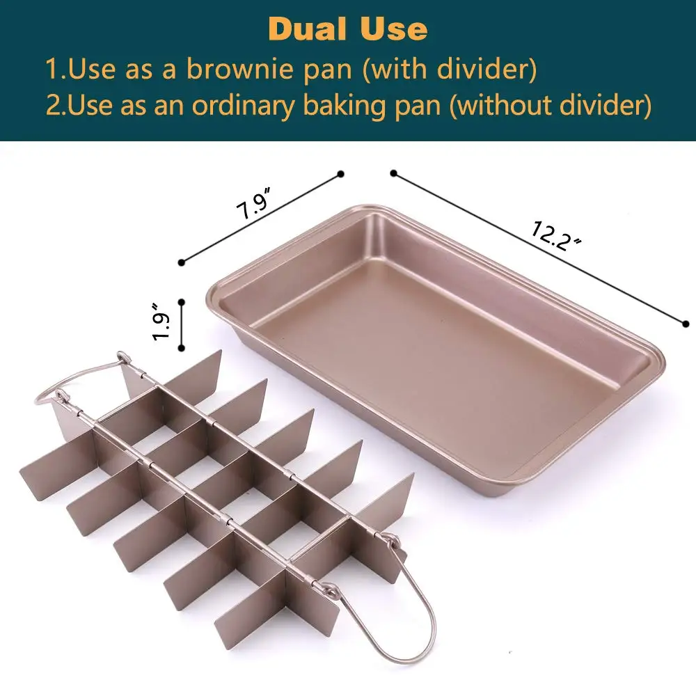Brownie Tin, Tray With Dividers Nonstick Pan Square Cake Mould Maker Kitchen Ovenware Cookware