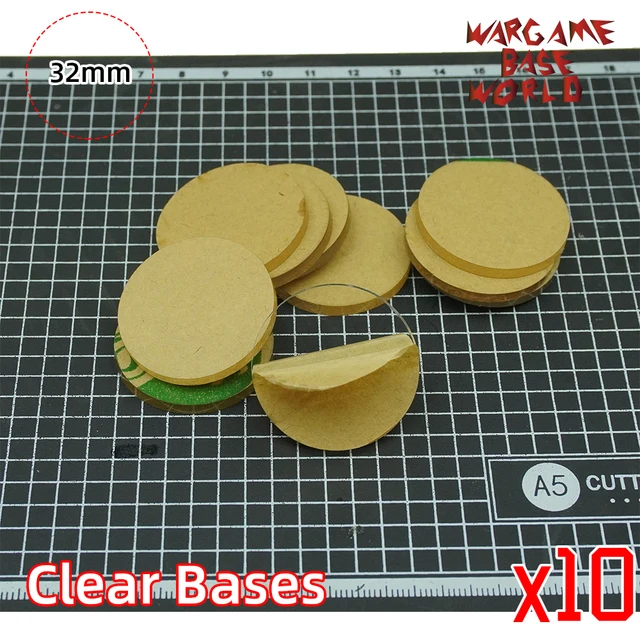 Wargame Base World - TRANSPARENT / CLEAR BASES for Miniatures - 32mm clear bases 2