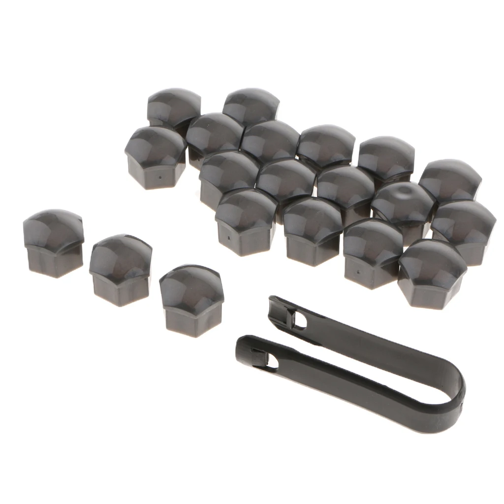 20X Wheel Hub Covers Wheel Nut Bolt Head Cover Cap With Removal Tool