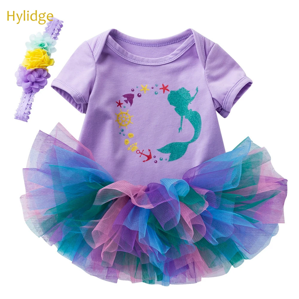 Hylidge Printed Mermaid Newborn Baby Bodysuit Cotton Short Sleeves