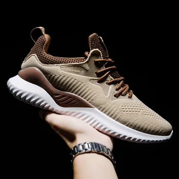 

2020 Flying Woven Breathable Shoes Men Ins Trendy Daddy Shoes Youth White Sports Casual Trend Running Shoes Sneakers Massage PU