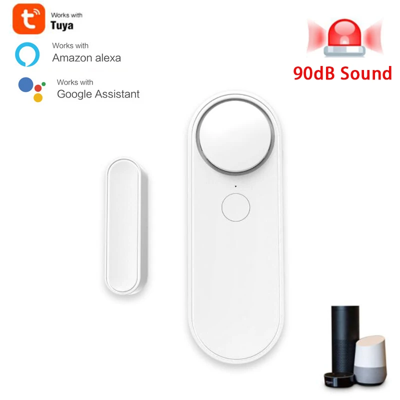 Smart Wireless Door Sensor Window Magnetic Detector Tuya App  Control SMS Notification Alert Indepedent 90dB Siren Burglar Alarm portable panic button