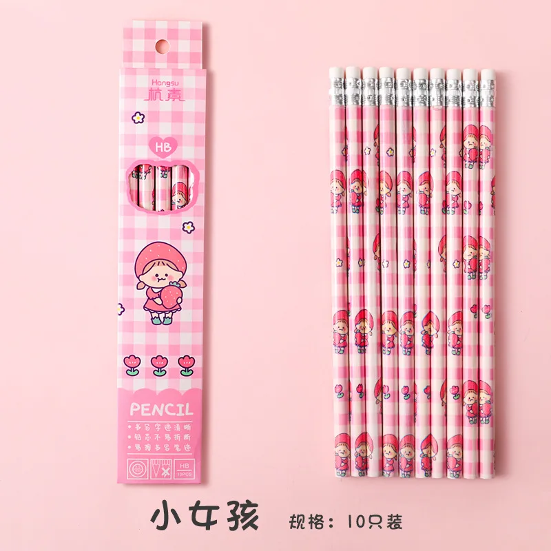 cute japanese stationery supplies Promotional Gifts school kids cartoon  wood hb standard pencil with animals erasers
