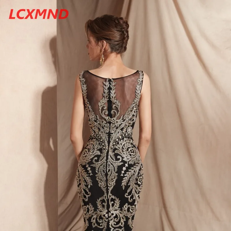 Кружевное Вечернее Платье с вышивкой, длинное,, Vestido de Festa, элегантное, вечернее платье Русалка, платье для выпускного вечера, иллюзия сзади, вечерние платья