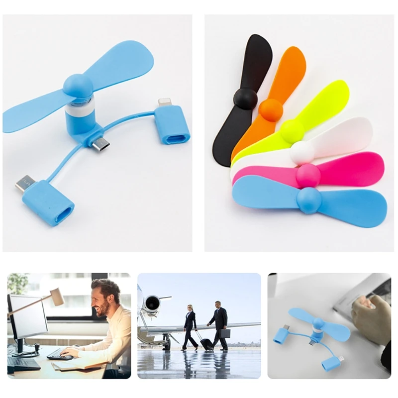3-In-1 Mini Mobile Phone Fan Portable Ponsel Fan Hemat Energi Tak Bersuara Kreatif USB Kipas Kecil untuk perjalanan Luar Ruangan Kantor