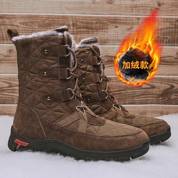 

2020 Popular Snow Boots For Men Black Blue Winter Shoes Mens Inside Fur Military Combat Boots Men Good Quality Hunting Boots Man