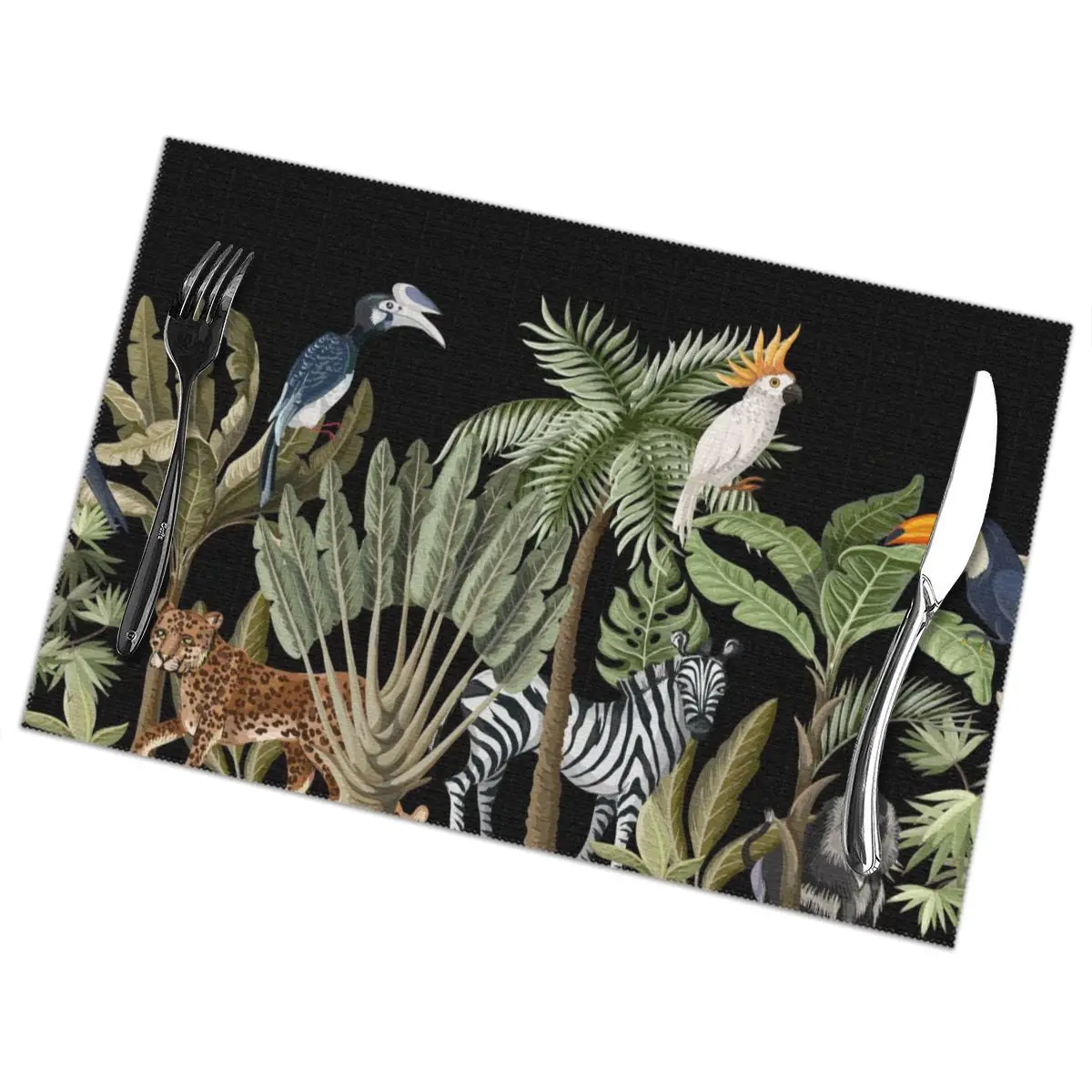 Коврик для стола с тропическими пальмами банановыми листьями и джунглями 6 шт. |