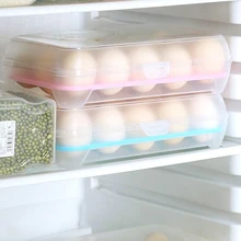 

Egg Storage Box Egg Tray containers Kitchen Refrigerator 15 Grids Eggs Plastic Dispenser Airtight Fresh Preservation NEW