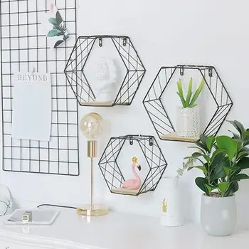 

White/Black Display Shelf Hexagonal Shelf Storage Rack Holder Living Home Decorate Innovative Modern
