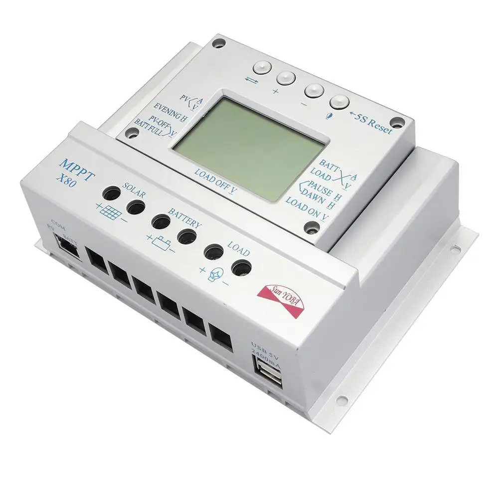 X серия 80A MPPT солнечная панель регулятор заряда батареи 12V 24V