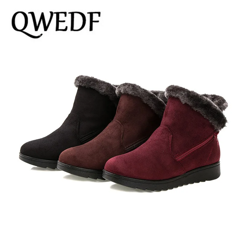 

2019 Fashion Women Zip Winter Snow Boots Ladies Warm Fur Suede Wedge Ankle Boot Female Casual Shoes Footwear Plus Size S2-99