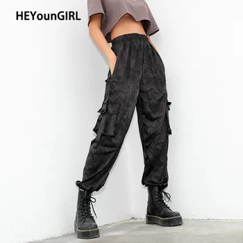 

HEYounGIRL Dragon Printed Black High Waist Pants Women Casual Baggy Harajuku Trousers Ladies With Strips Streetwear Sweatpants