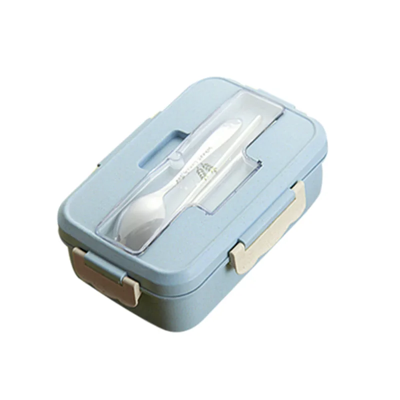 EIMAI Ланч-бокс для микроволновки пшеничной соломы столовая посуда контейнер для хранения еды Детский Школьный для детей офис Портативный Bento Box - Цвет: Lunch box-blue