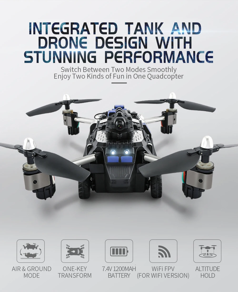 JJR/C JJRC H40WH wifi FPV с камерой 720P HD, режим высоты, воздух, земля, Радиоуправляемый квадрокоптер, автомобильный Дрон, вертолет, игрушки RTF VS H37 H36