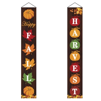 

Fall Outdoor Indoor Happy Fall Harvest Banner Sign Fall Autumn Thanksgiving Party Yard Front Door Hanging Decor