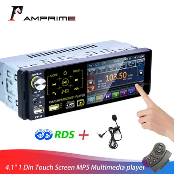 

AMPrime 4.1" Touch Screen 1 din Car radio Autoradio Microphone Bluetooth Multidia Player MP5 Player FM Radio Stereo Built-in RDS
