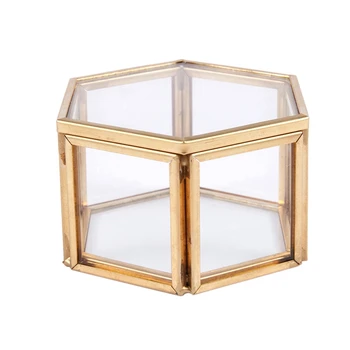

New Geometric Clear Glass Jewelry Box Jewelry Organizer Holder Tabletop Succulent Plants Container Home Jewelry Storage