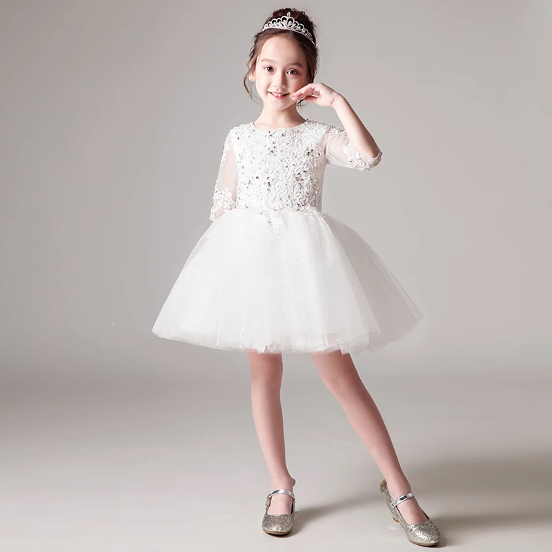

New Arrival White Flower Flower Girl Dresses 2019 Short Wedding Party Event Girl Prom Dresses First Communication Dresses