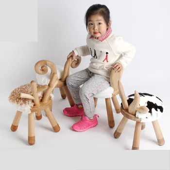 

Nordic Animal Cute Change Shoes Stool Solid Wood Creative Small Deer Chairs Children's Gift Cartoon Animal Bench Baby Home Stool