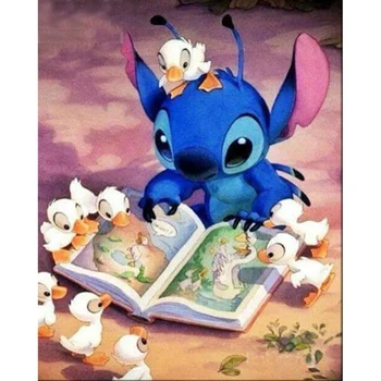 

Full DIY 5D Diamond Painting Cartoon "Stich&Ducks Read Book Cross Stitch Diamond Embroidery Patterns rhinestones Diamond Mosaic