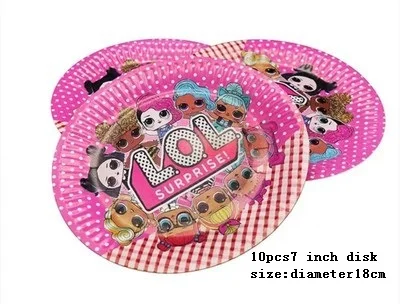10pcs7 inch disk Сюрприз кукла тема набор детский день рождения фестиваль место атмосфера украшения вечерние принадлежности Посуда столовая посуда из соломы - Цвет: 10pcs7 inch disk