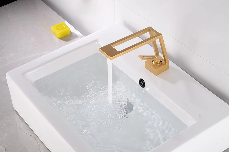 Index Bath Solid Brass Faucet Hollow Bathroom Basin Faucet Cold & Hot Water Mixer Sink Tap