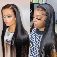 

13x4 13x6 Straight Lace Frontal Human Hair Wigs Brazilian Transparent Straight 30 32 inch PrePlucked 4x4 Closure Wig For Women
