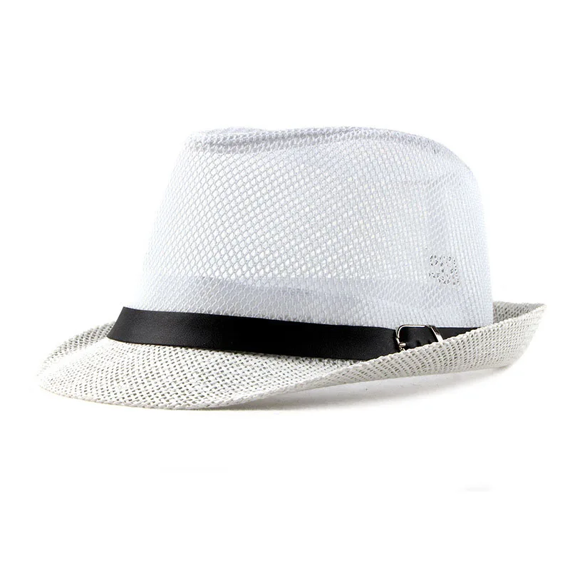 White Модные соломенные Fedoras Открытый Топ Jazz Hat Весна Лето Bowler шляпы кепки классический вариант Шляпы Повседневная пляжная шляпа для мужчин и женщин - Цвет: White