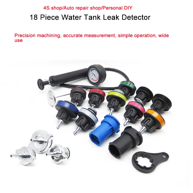 

Portable 18pcs Universal Car Radiator Leak Detector Cooling System Tester 4S Store Water Tank Repairing Tools Pressure Pump Kit