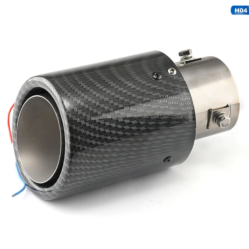 H04 Универсальный матовый карбоновый автомобильный выхлопной трубы глушитель наконечник светодиодный светильник алюминиевый сплав - Цвет: H04