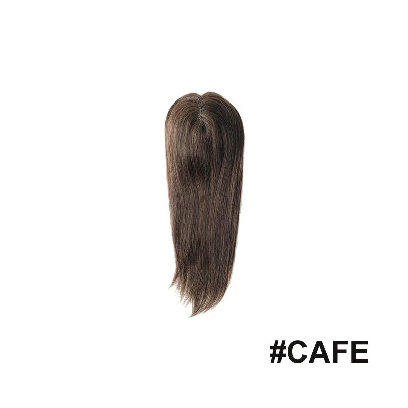 TP28 1" человеческие волосы Топпер для женщин темный корень и светильник Топ в сеточку парик китайская кутикула remy волосы шт - Парик Цвет: TP28-CAFE