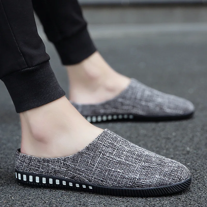 

Closed-toe ban tuo xie Men's Slip-on Breathable Flax Cloth Shoes Youth Lazy Slippers Summer New Style Casual Shoes Men Shoes
