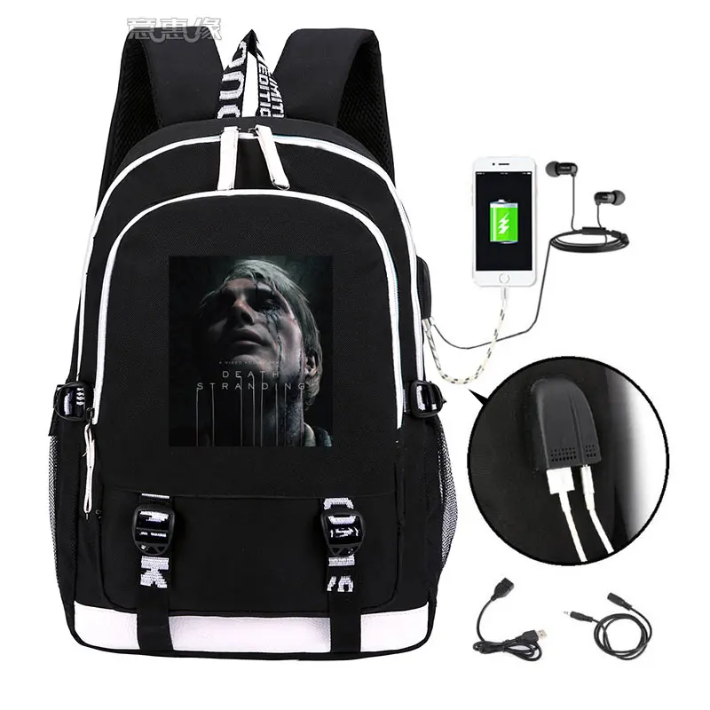 03 Рюкзак со странностями смерти, Модный usb рюкзак для ноутбука, школьная сумка для девочек и мальчиков, Подростковая детская классная сумка для книг - Цвет: 03