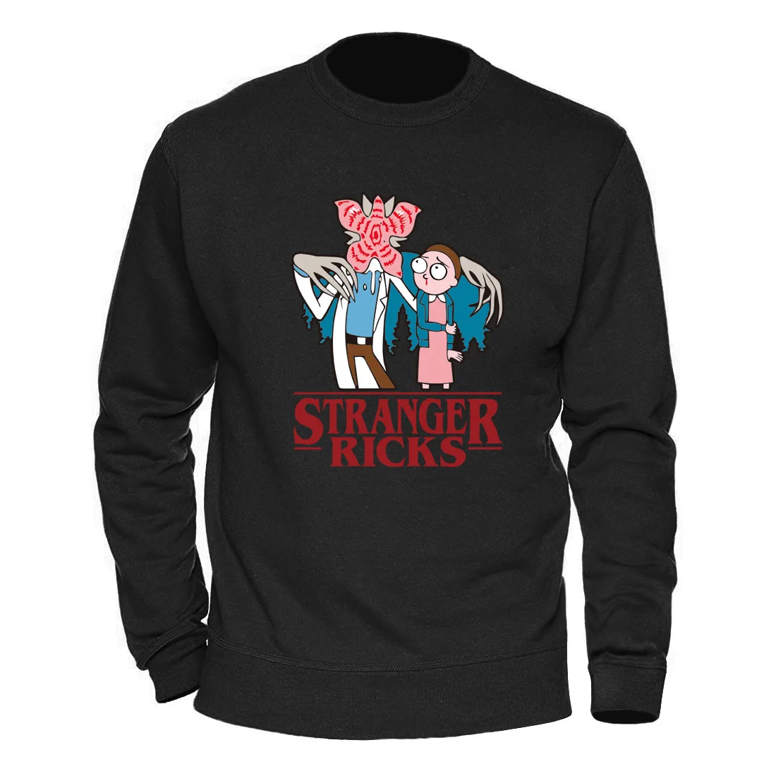 Странные Вещи Рикс толстовки Рик и Морт мужские шоу Crewneck Зима Осень черный белый тонкий принт Толстовка Мужская s - Цвет: black 6