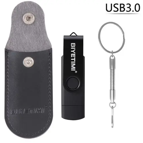 Usb флеш-накопитель Biyetimi type-c 3,0 OTG 32 Гб 64 Гб 128 ГБ 256 ГБ реальная емкость флеш-накопитель usb флешка для телефона и компьютера - Цвет: Черный