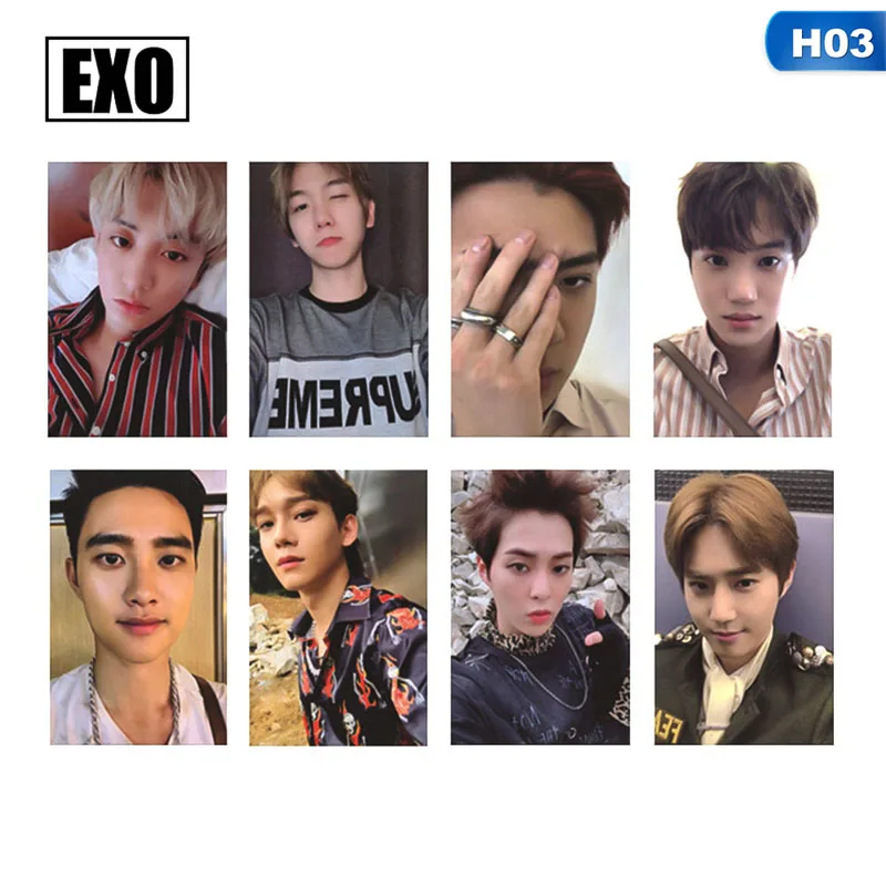 H03 8 шт./компл. k-pop EXO 5-й альбом не мешать мой темп самодельные Lomo карты бумажные карты фотокарты вентиляторы подарок - Цвет: H03