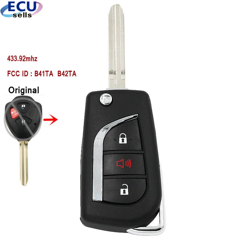 4D67 Keyecu Upgraded Flip Remote Car Key Fob for Toyota Camry 2007-2010 FCC:HYQ12BBY