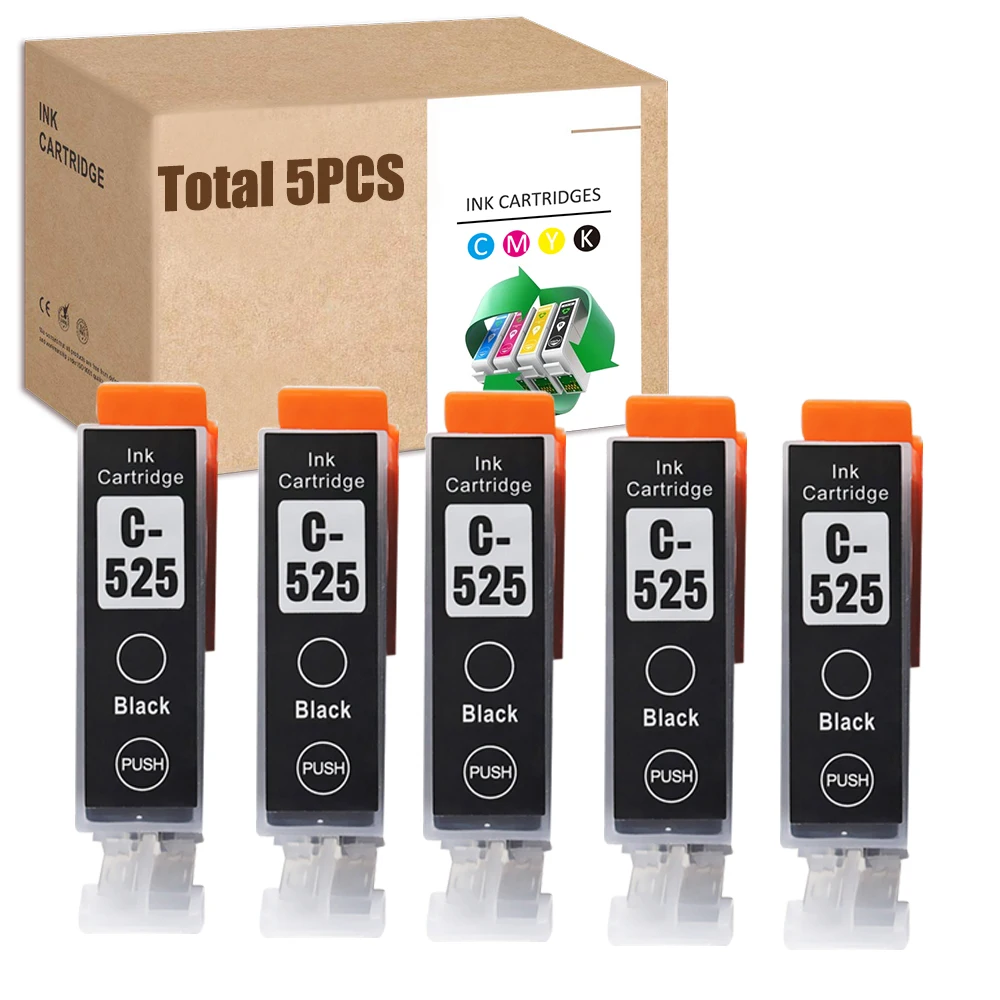 

HS 5x PGI-525BK Blalck для Canon 525 Black Pixma IP4850 MG5140 MG5150 MG5240 MG5250 MG5340 MG5350 MX715 MX885 MX895