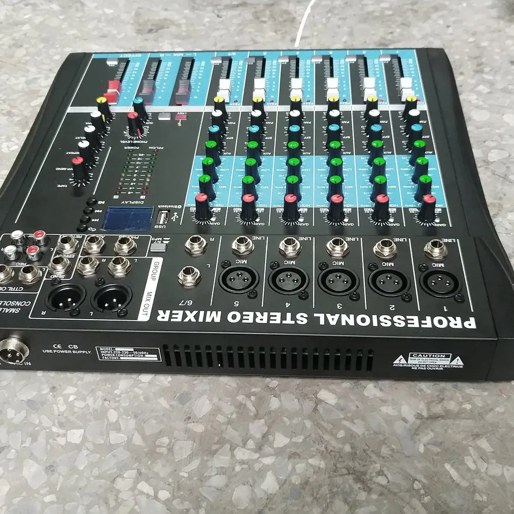 CT6 6 Channel Professional Stereo Mixer Live Audio Sound Console Vocal Effect Processor with 4-CH Mono & 2-CH Stereo Input
