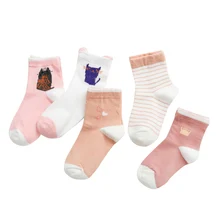 5 шт., осенне-зимние хлопковые детские носки без пятки с милым рисунком