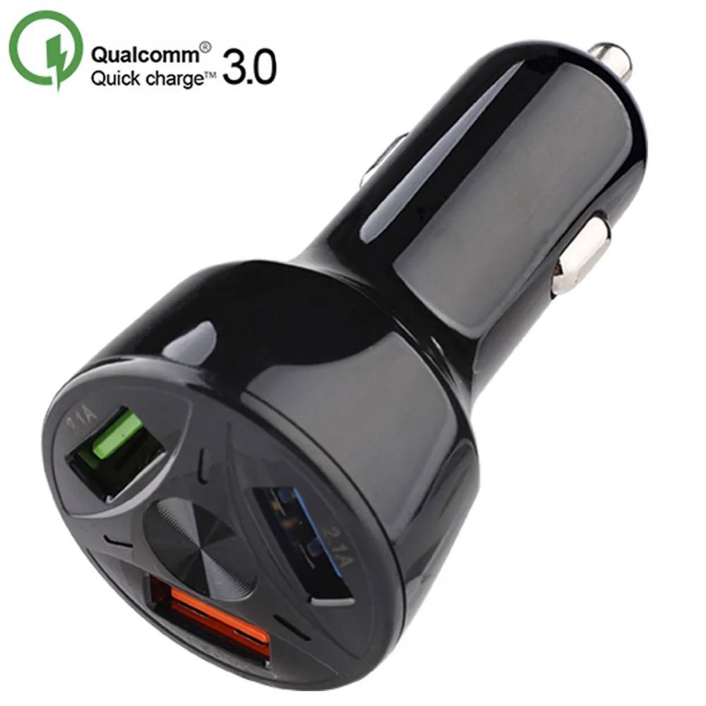 3 USB быстрое автомобильное зарядное устройство адаптер Быстрая зарядка телефон зарядное устройство для iPhone 6 6S 7 8 Plus X XS Max xiaomi mi 9 huawei - Тип штекера: black